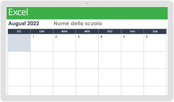 Modello di calendario scolastico mensile 2022-2023