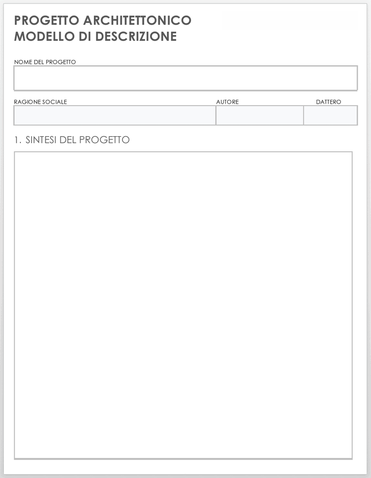  Modello di descrizione del progetto architettonico