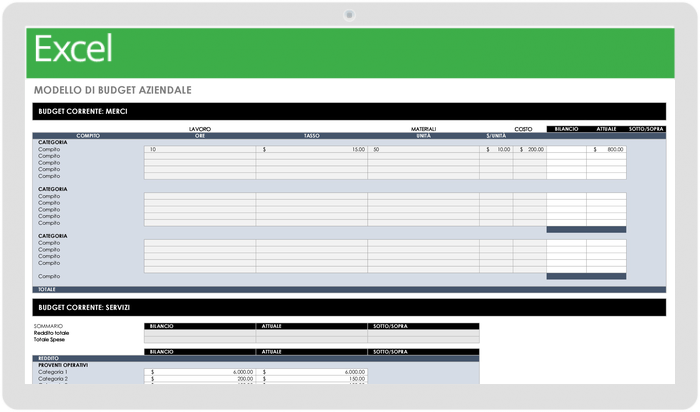Modello di budget aziendale