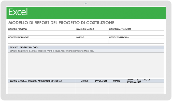 Modello di relazione di progetto di costruzione