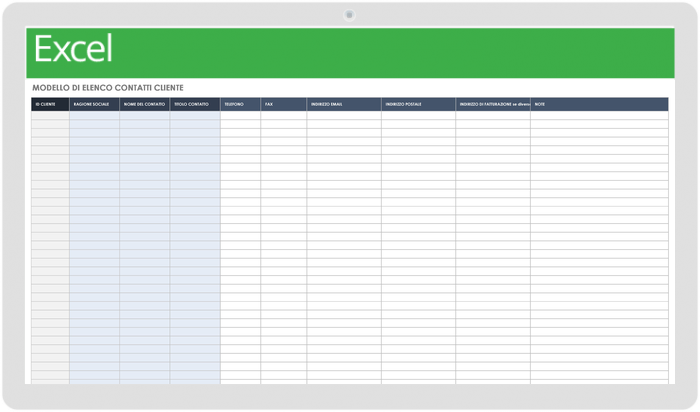  Modello di elenco contatti clienti