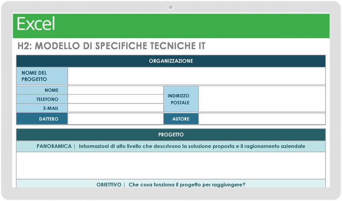 Modello di specifica tecnica IT