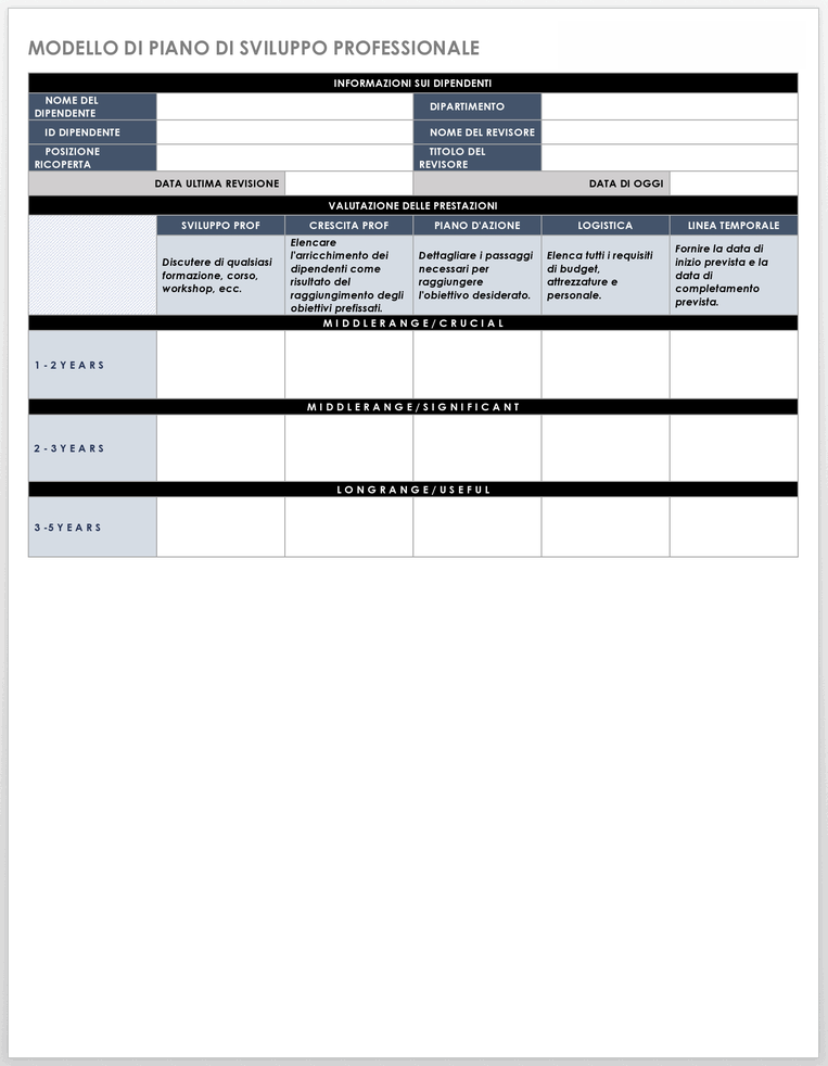 Professional Development Plan Template - Italian 