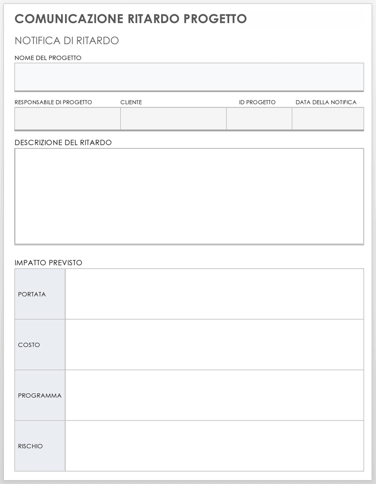 Comunicazione ritardo progetto